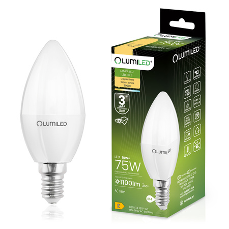 LED-Lampe E14 Kerze B35 10W = 75W 1100lm 3000K Warm 180° LUMILED