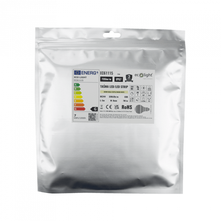 LED-Streifen COB 7W/m 735lm/m 320LED/m 24V 3000K Warm IP67 Rolle 5m Ecolight