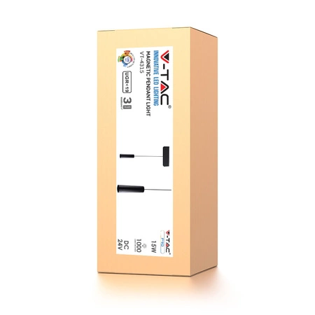 LED-Schienenstrahler 15W 3000K Schwarzes Magnetsystem 24V VT-4315 V-TAC