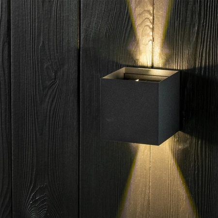 LED-Gartenwandleuchte 2x4W 3000K Nach oben und unten verstellbar Schwarz RIKO KOBI