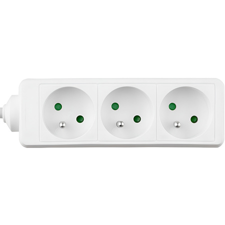 Netzverlängerungskabel Stecker - 3x geerdete Steckdose Steckdosenleiste 3m 3x1.5mm 16A Weiß