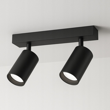 Spot Wandleuchte Spotlight LED Deckenleuchte Aufbau SCHWARZ Schwarz Modern 2xGU10