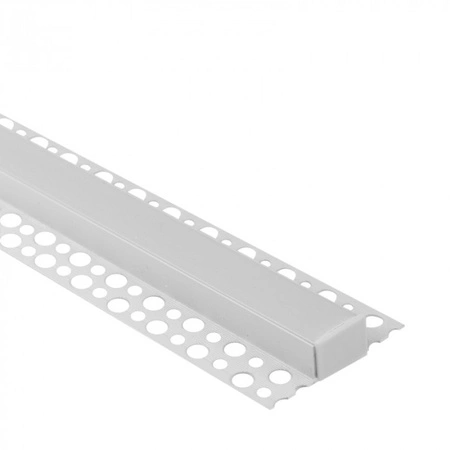 Aluminium-LED-Profil für Gipskartonplatten REGIPS breit unter Fliese Weiß 1m mit milchigem Lampenschirm für LED-Streifen + Endkappen Serie GNS Ecolight