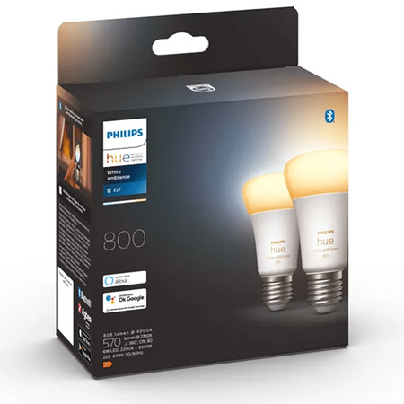 2PAK LED-Glühbirne E27 A60 6W CCT PHILIPS HUE White & Ambiance Bluetooth Zigbee