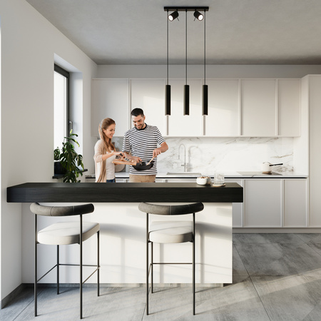 LED RING Pendel-Deckenleuchte 5xGU10 Hängende bewegliche Strahler Schwarz SOLLUX