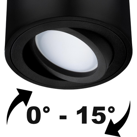 Halogen-Aufbauleuchte GU10, Aufbauspot 50mm beweglich Runde Schwarz AMAT-S LUMILED