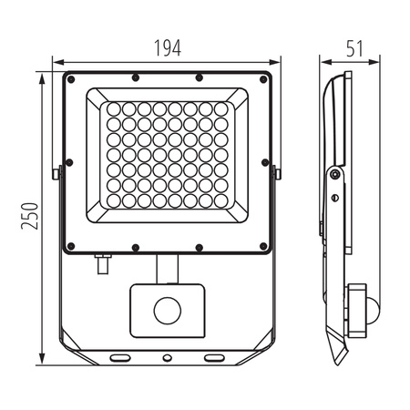LED-Flutlicht Halogenlampe 50W 5400lm CCT 90° IP44 PIR-Sensor Grau ACETE Kanlux