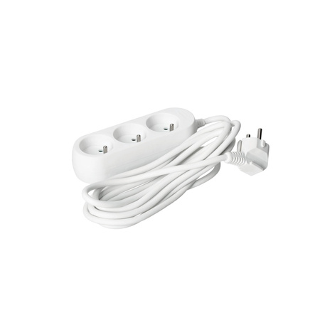 Netzverlängerungskabel Stecker 3 x geerdete Steckdose Steckdosenleiste 3m Weiß Linea Kobi
