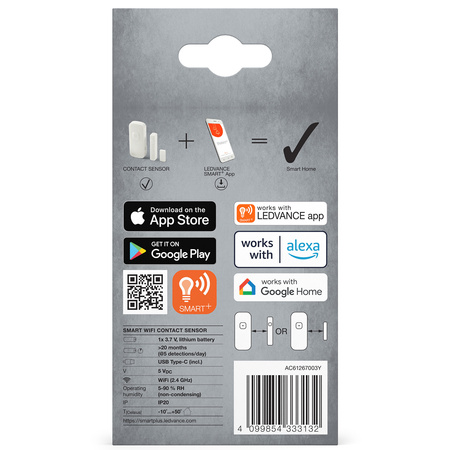 Drahtloser SMART+ WiFi LEDVANCE Tür- und Fensteröffnungsmelder für den Innenbereich