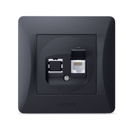 Einzelne RJ45 Unterputz-Computersteckdose schwarz BINERA VIDEX