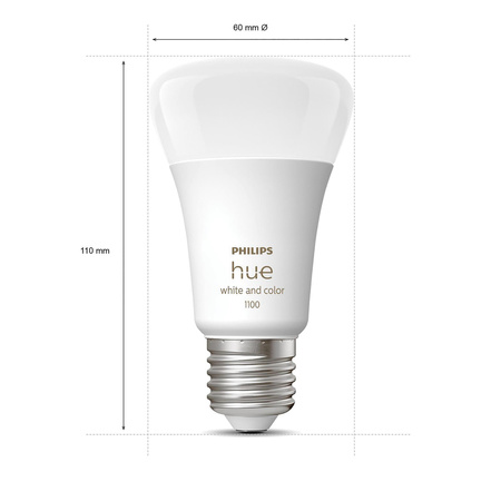 2PAK LED-Glühbirne E27 A60 9W CCT RGB PHILIPS HUE White & COLOR Ambiance Bluetooth Zigbee + Hue Bridge + Dimmerschalter