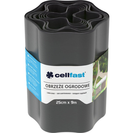 Garten-Rasenkante flexibel gewellt 25cm x 9m Graphit CELLFAST