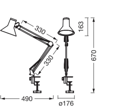 LED-Schreibtischlampe Clip Einstellbar 9W 617lm 3000K Warm Dimmbar Weiß Büro Linie Ledvance