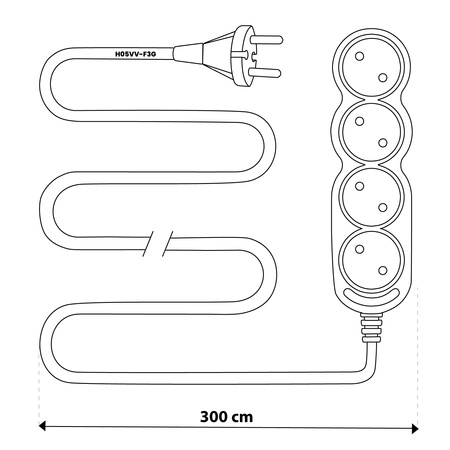 Netzverlängerungskabel Geerdete Steckdosenleiste 4 Steckdosen 3m Weißes Kabel Lendo Lumiled