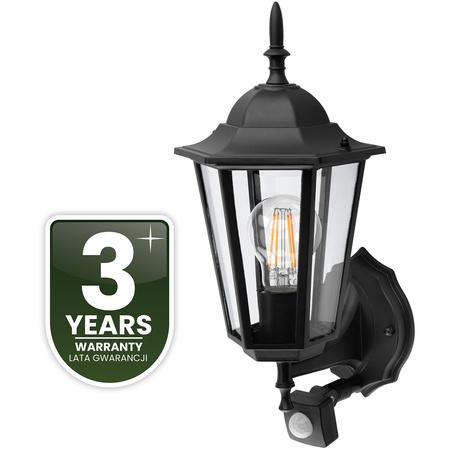 Wandleuchte Außen E27, Hängende Gartenlaterne mit Bewegungsmelder Schwarz BELLIS LUMILED