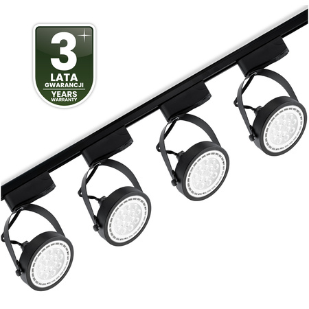 2m Stromschiene + 4x Schienenstrahler GU10 AR111 Schwarz VICTUS LUMILED