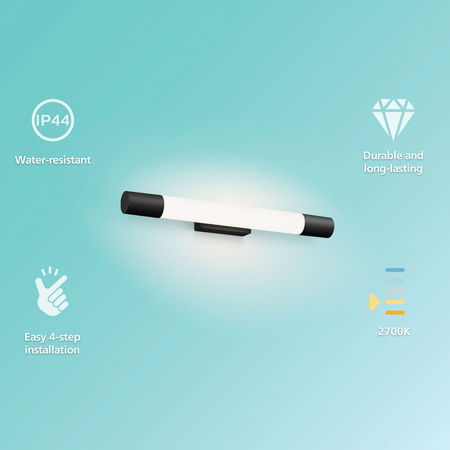 LED Spiegelbeleuchtung 5W 730lm 2700K 44cm IP44 Schwarz Rover Philips