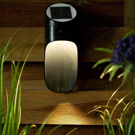 Solar-Garten-Wandleuchte LED-Fassadenleuchte 5000K Bewegungsmelder Schwarz