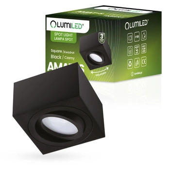 Halogen-Aufbauleuchte GU10, Aufbauspot 50mm beweglich Quadrat Tube Schwarz AMAT-S LUMILED