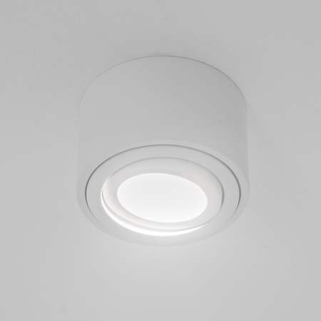 Halogen-Aufbauleuchte, Aufbauspot 50mm Runde Tube Weiß AMAT-S+LED-Einsatz 7W 3000K LUMILED