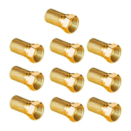 10x Steckverbinder Hohlstecker SAT F 6,8 mm Gold CU für Antennenkabel VAYOX