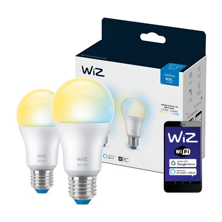 2x LED-Lampe E27 A60 8W = 60W 2700-6500K SMART WiFi WiZ