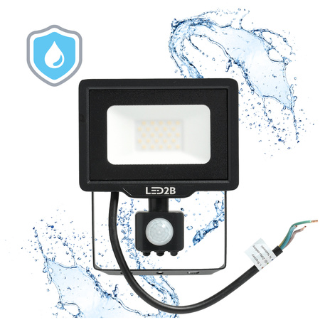 LED-Flutlicht 20W 1600lm 6000K IP44 Schwarz mit Bewegungssensor LED2B KOBI MHC