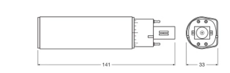 LED-Leuchtstofflampe G24 7W = 18W 770lm 6500K Kalt 120° Dulux Ledvance