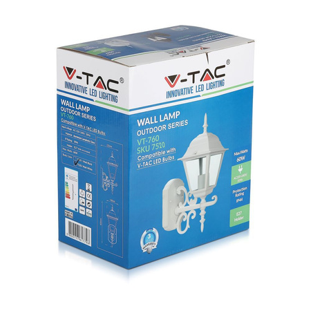 Gartenlampe E27 Wandlampe klein mattweiß VT-760 V-TAC