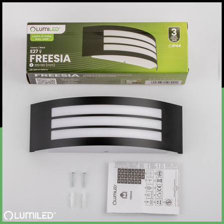 Wandleuchte Außen E27, Garten-Wandleuchte IP44 Schwarz FREESIA LUMILED