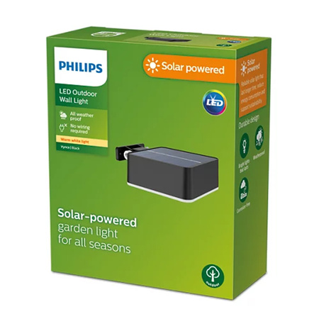 Gartenlampe LED Solar Wandlampe VYNCE 1.5W 2700K IP44 Dämmerungssensor PHILIPS