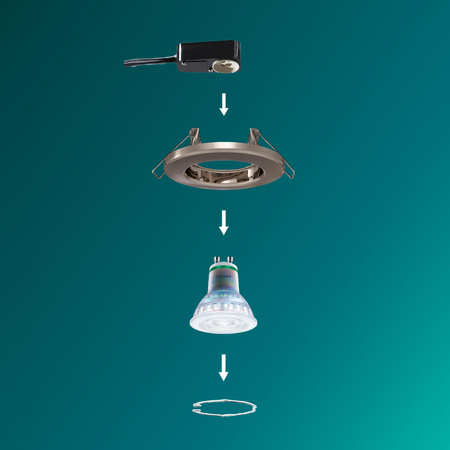 3x LED GU10 Unterputzmontage Aluminium Rund Nickel Peridot Philips