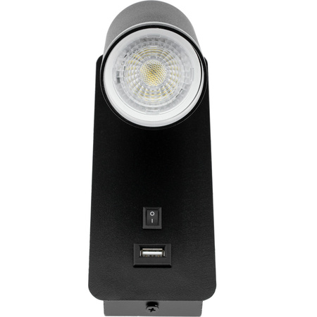 GU10 RING Wandleuchte mit USB und Schalter schwarz