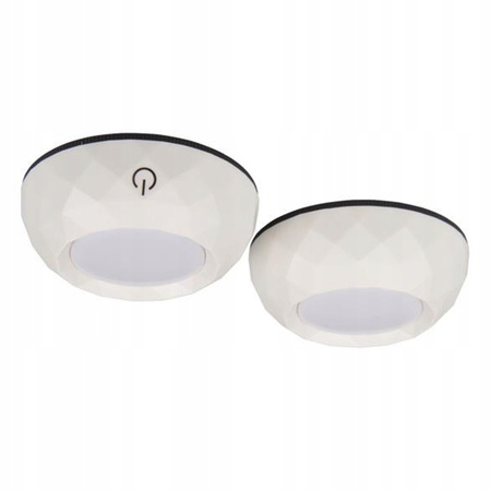 2x LED selbstklebende runde Unterschrankleuchte 4000K 3xAAA batteriebetrieben Weiß