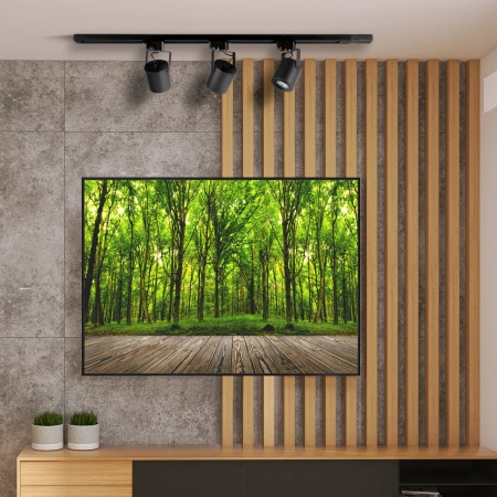 Stromschienen-Kit 1-Phasen-Schiene + 3x GU10 Reflektor Schwarz MINOR Sanico Goldlux