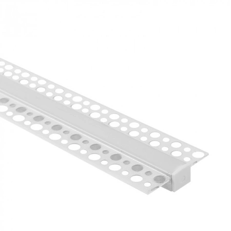 Aluminium LED-Profil für Gipskarton REGIPS Unterputz weiß 1m mit Milchglasschirm für LED-Streifen + Kappen Ecolight GP Serie