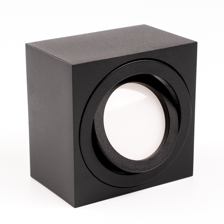 Halogen-Aufbauleuchte, Aufbauspot 50mm Quadrat Tube Schwarz AMAT-S+LED-Einsatz 7W 3000K LUMILED