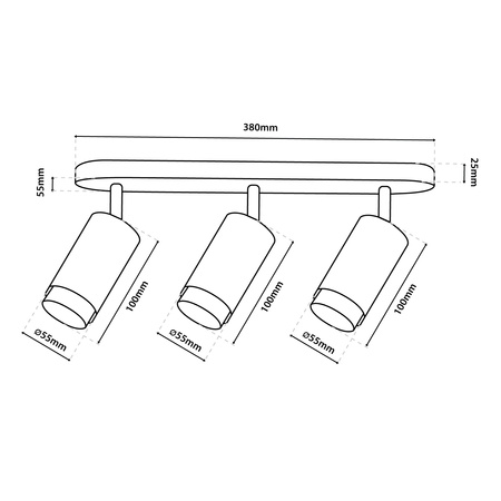 Deckenlampe LED Strahler 3x GU10 Röhre Spot ELIGIS Schwarz LUMILED