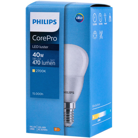 E14 LED Lampen 5W = 40W 470lm 2700K Warm BALL PHILIPS