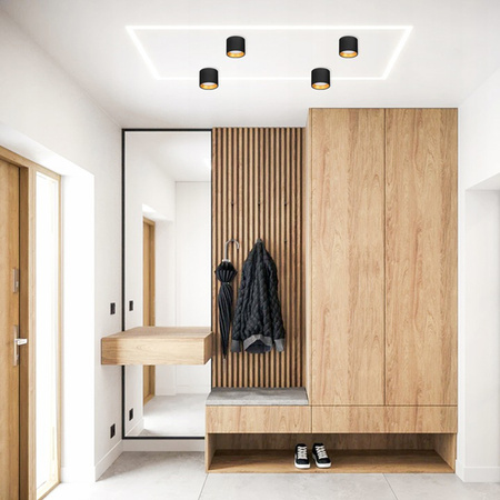 Aufputz LED GOLDA Halogen Deckenleuchte GX53 Rundrohr Schwarz - Gold