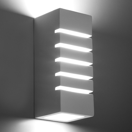 LED-Wandleuchte SAMIR E27 Wandleuchte Rechteckig Keramik weiß SOLLUX