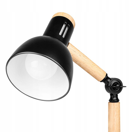 Schreibtischlampe Tisch Verstellbar E27 Schule Nachtschalter Ein/Aus Schwarz Braun Woody Masterled