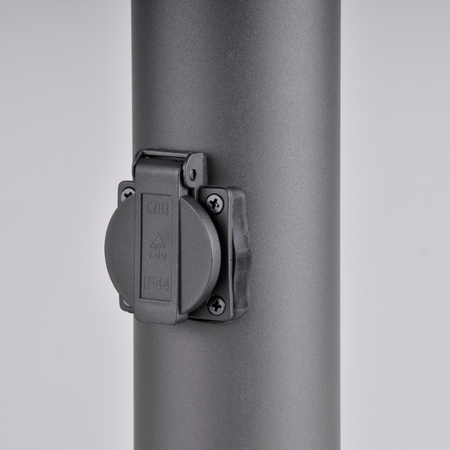 Garten LED Post E27 TUBA Graphit 44cm + Steckdose 230V IP44 DALLAS Goldlux