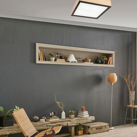 Plafond LED-Deckenleuchte SANTIAGO 4xE27 Quadratisch aus Holz LD-PD-9.5 Lamkur