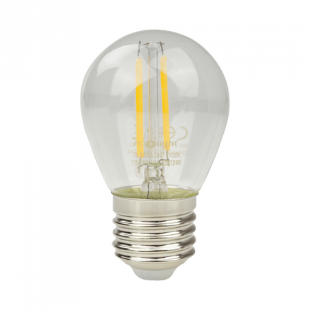 LED Birne Ball P45 E27 2W 240lm 2700K Warm FILAMENT Ecolight