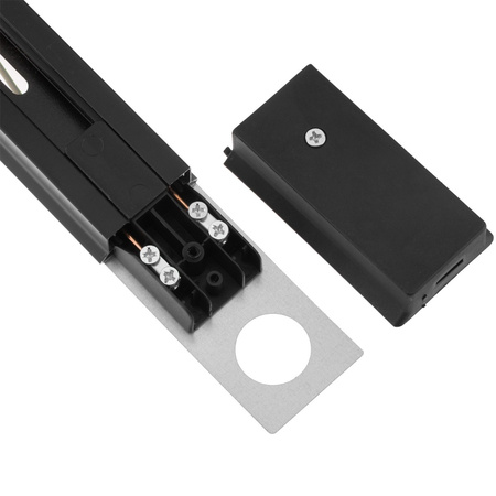 Beleuchtung Stromschienenset 1m + 2x LED Stromschienenstrahler GU10 Lampe Schwarz Matt