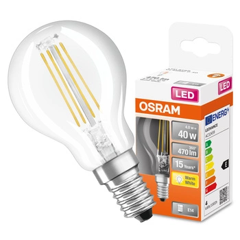 LED Leuchtmittel E14 P45 CL 4W = 40W 470lm 2700K Warm 300° OSRAM STAR Filament