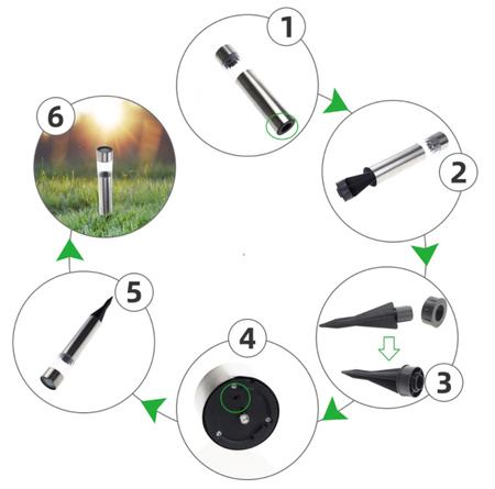 LED-Solar-Gartenlampe eingebettetes TUBA Edelstahl