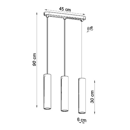 LINO 3L 3xGU10 Skandinavische hängende Deckenleuchte aus Holz SOLLUX
