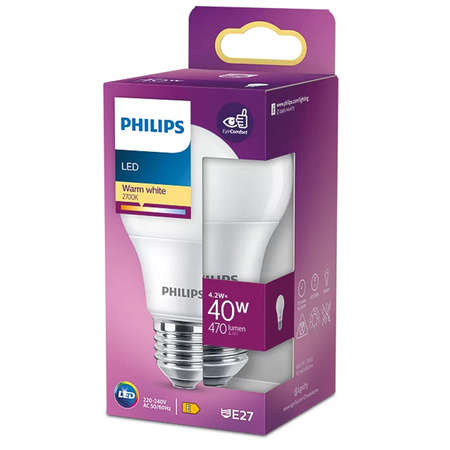 LED Lampen E27 A60 4.2W = 40W 470lm 2700K Warmweiß PHILIPS